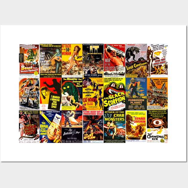 Classic 50's Science Fiction Movie Collage Wall Art by Starbase79